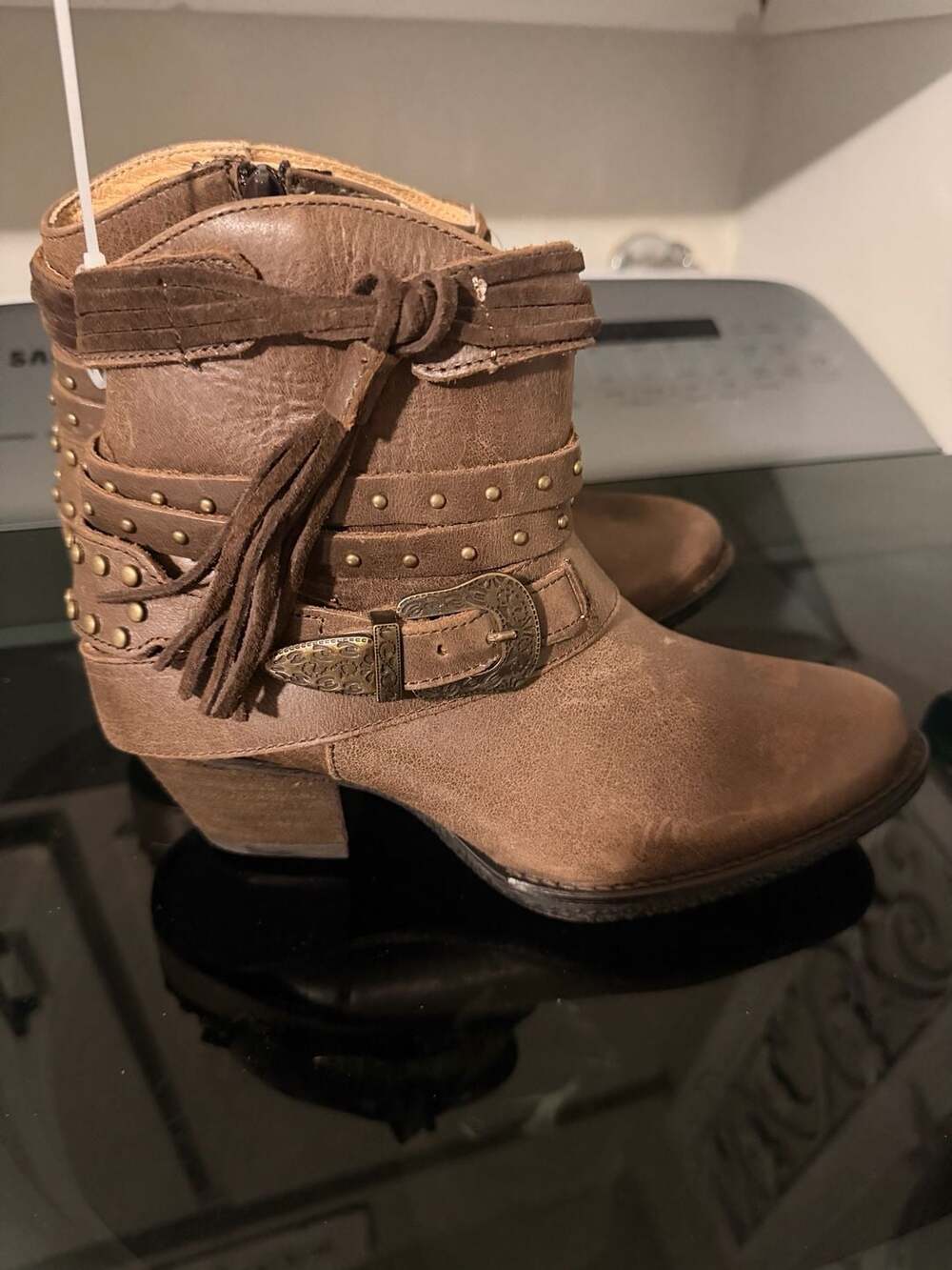 Shyanne Women's Sevilla Buckle Fringe Western Booties Style 19323
